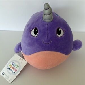 Animal Adventure Pink and Purple Narwhal whale unicorn plush 8" super soft